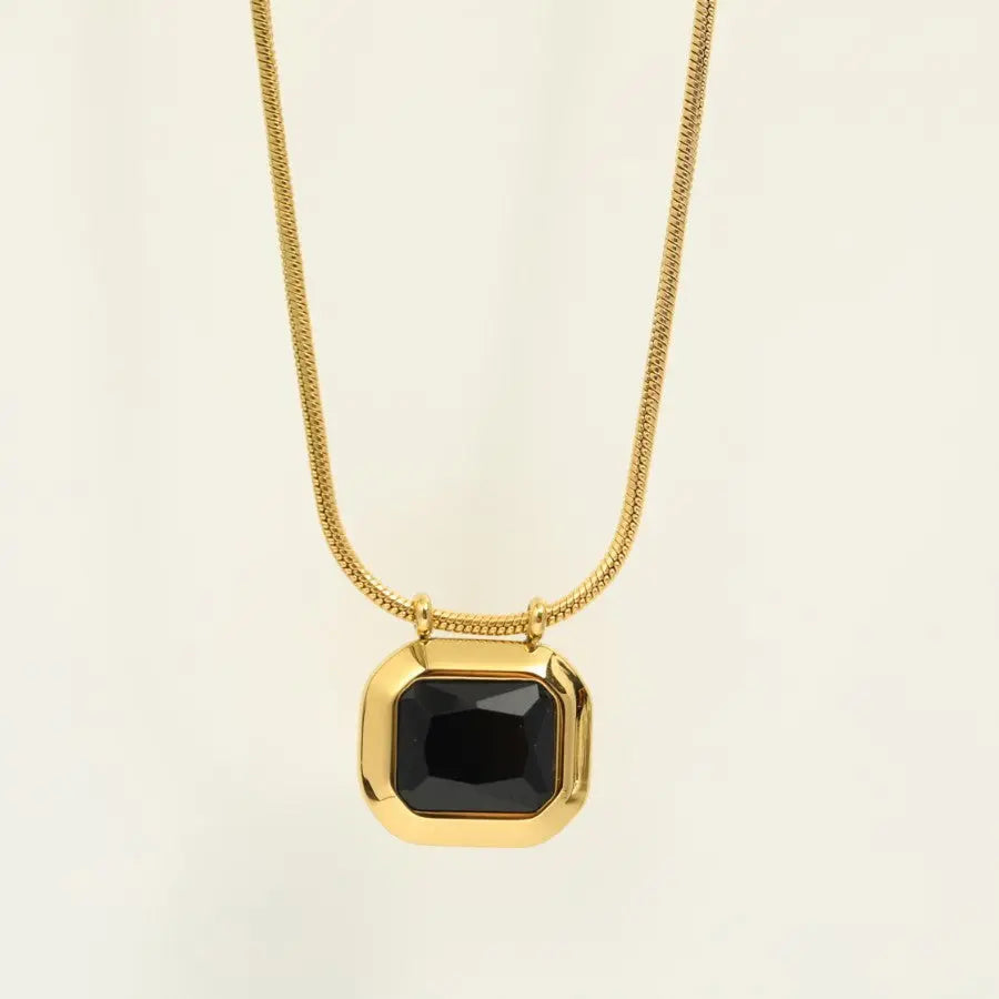 Lovcia Gold Plated Stainless Steel Geometric Pendant Necklace for Women - 18K Gold Electroplated, Adjustable Length, Hypoallergenic, Elegant Design-Necklaces-Black-Black