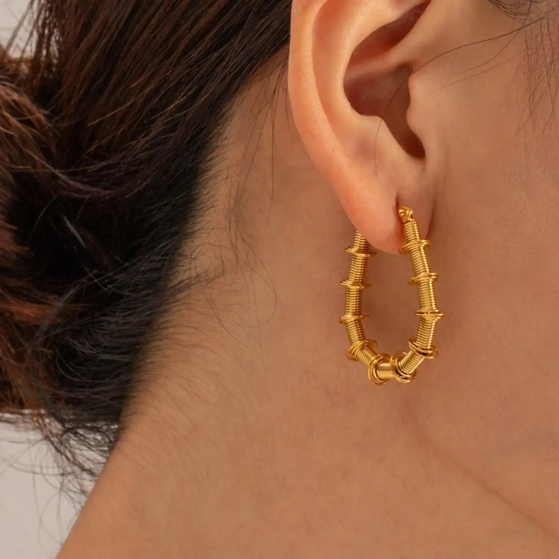 Lovcia Gold-Plated Stainless Steel Hoop Earrings-Earrings-Gold-One Size-Gold