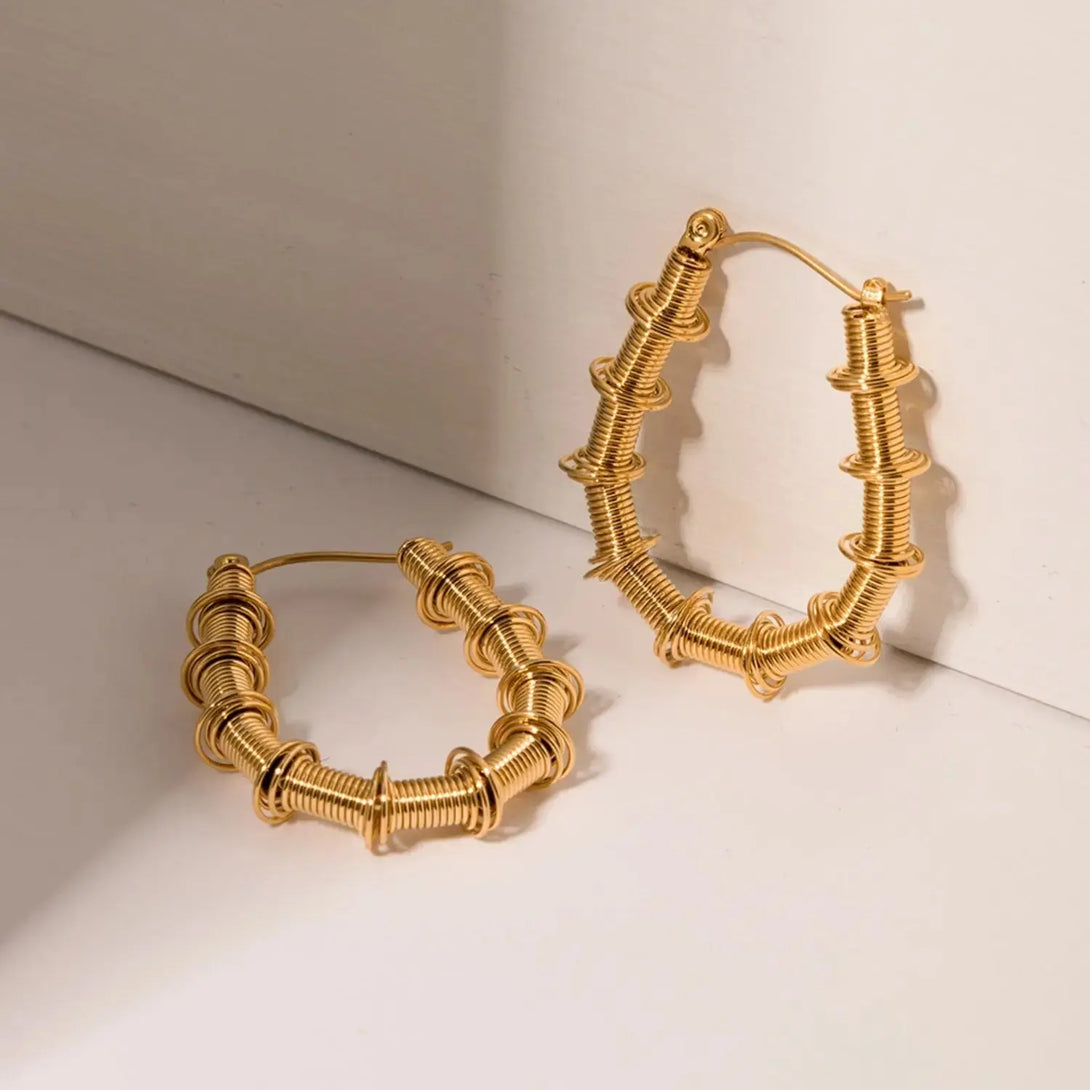 Lovcia Gold-Plated Stainless Steel Hoop Earrings-Earrings-Gold-One Size-Gold