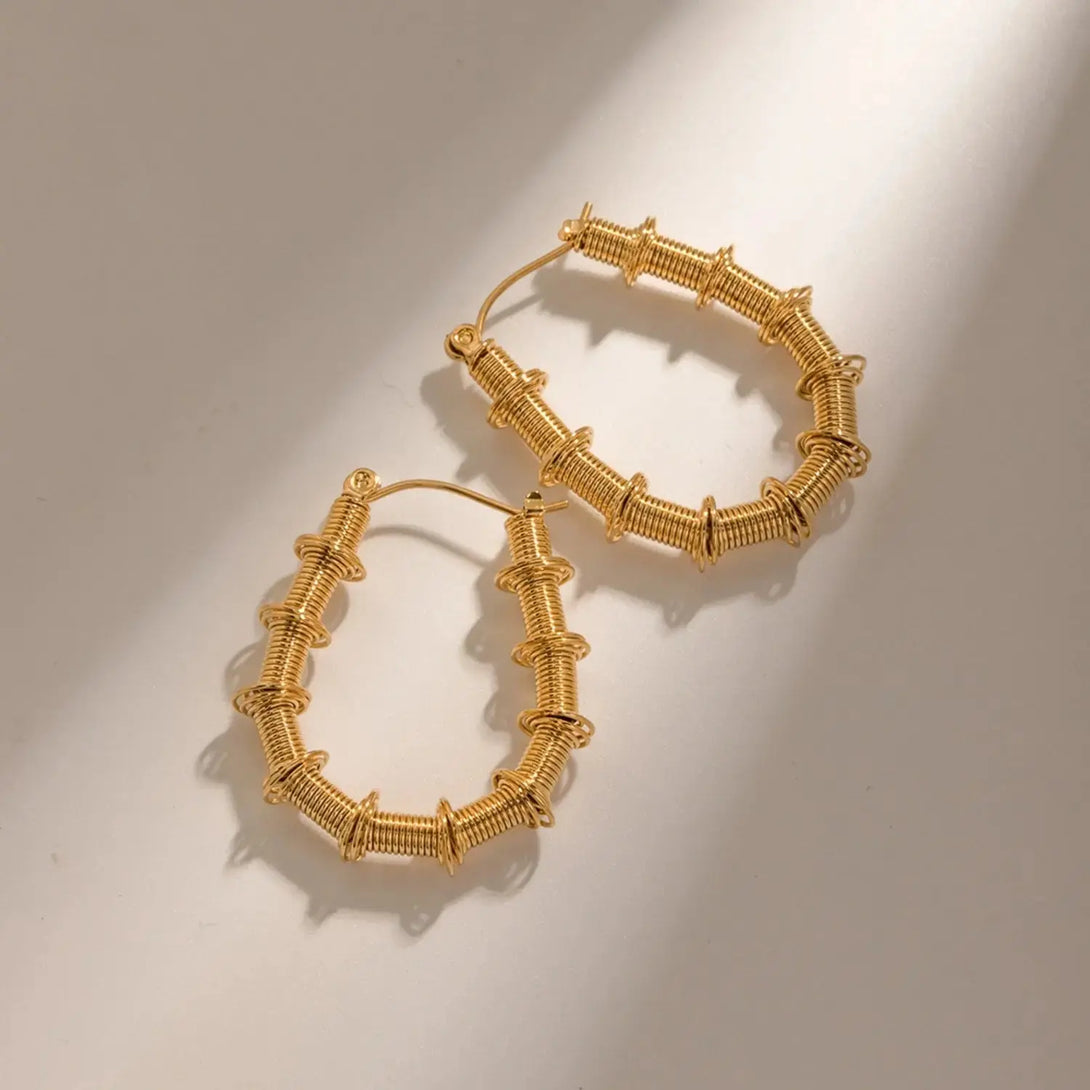 Lovcia Gold-Plated Stainless Steel Hoop Earrings-Earrings-Gold-One Size-Gold