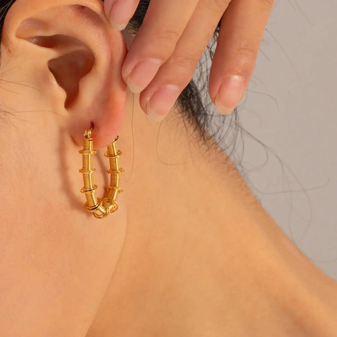 Lovcia Gold-Plated Stainless Steel Hoop Earrings-Earrings-Gold-One Size-Gold