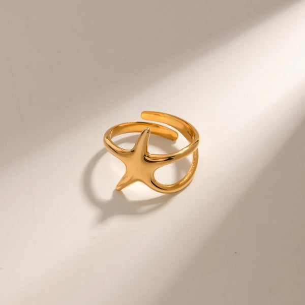 Lovcia Gold-Plated Stainless Steel Star Ring-Rings-Gold-One Size-Gold