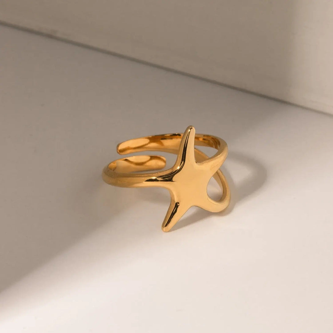 Lovcia Gold-Plated Stainless Steel Star Ring-Rings-Gold-One Size-Gold