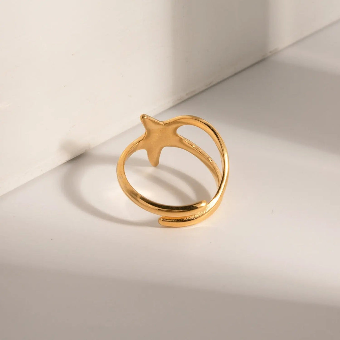 Lovcia Gold-Plated Stainless Steel Star Ring-Rings-Gold-One Size-Gold