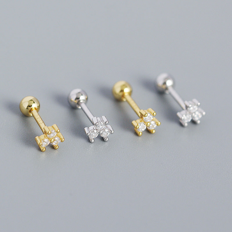 Lovcia Gold Plated Sterling Silver CZ Flower Stud Earrings-Earrings-Yellow Gold-Yellow Gold