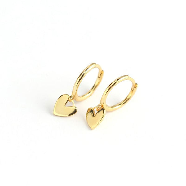 Lovcia Gold Plated Sterling Silver Heart Hoop Earrings 18mm-Earrings-Silver-Silver