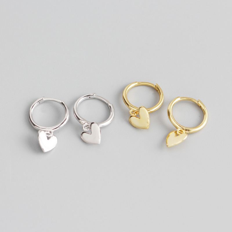 Lovcia Gold Plated Sterling Silver Heart Hoop Earrings 18mm-Earrings-Silver-Silver