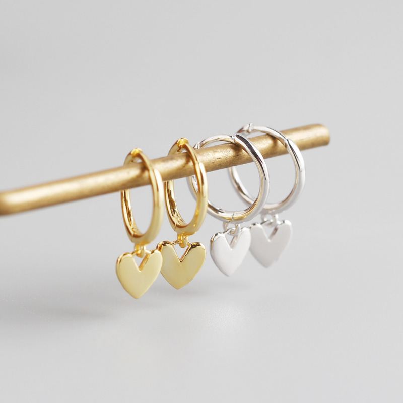 Lovcia Gold Plated Sterling Silver Heart Hoop Earrings 18mm-Earrings-Silver-Silver