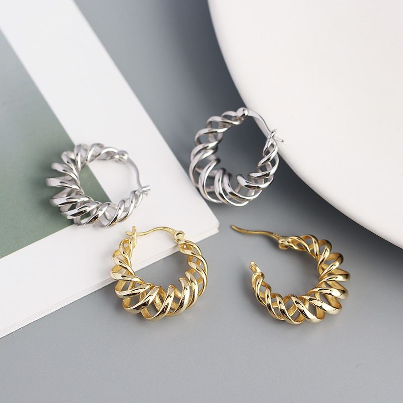 Lovcia Gold Plated Sterling Silver Hoop Earrings 21mm-Earrings-Yellow Gold-Yellow Gold