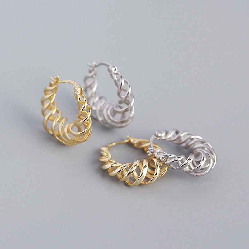 Lovcia Gold Plated Sterling Silver Hoop Earrings 21mm-Earrings-Yellow Gold-Yellow Gold