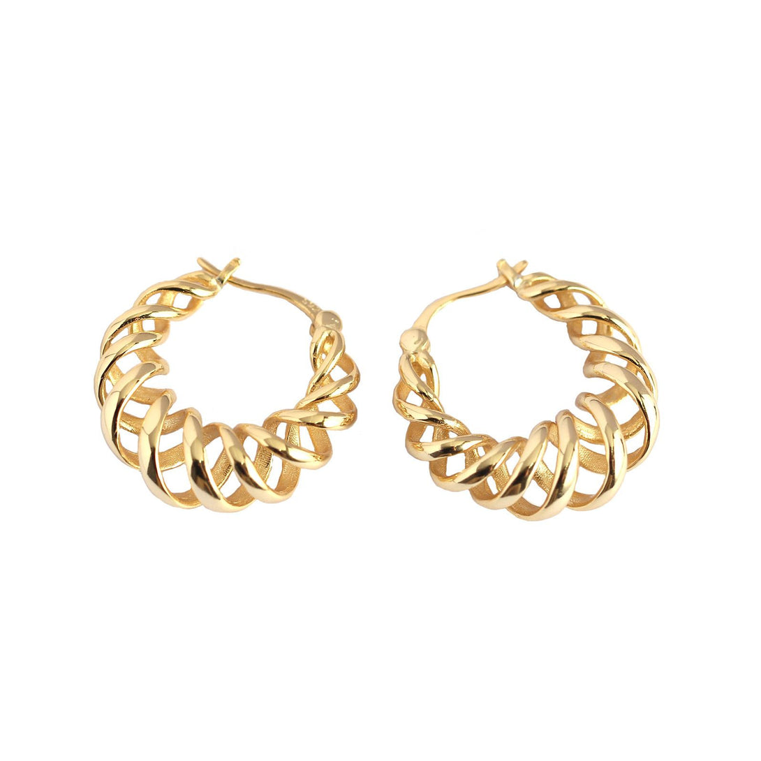 Lovcia Gold Plated Sterling Silver Hoop Earrings 21mm-Earrings-Yellow Gold-Yellow Gold