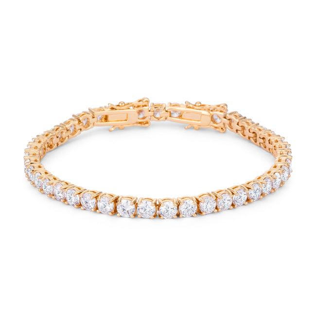 Lovcia Gold Plated Tennis Bracelet with 17.6 Carat Sparkling CZ Stones-Bracelets-