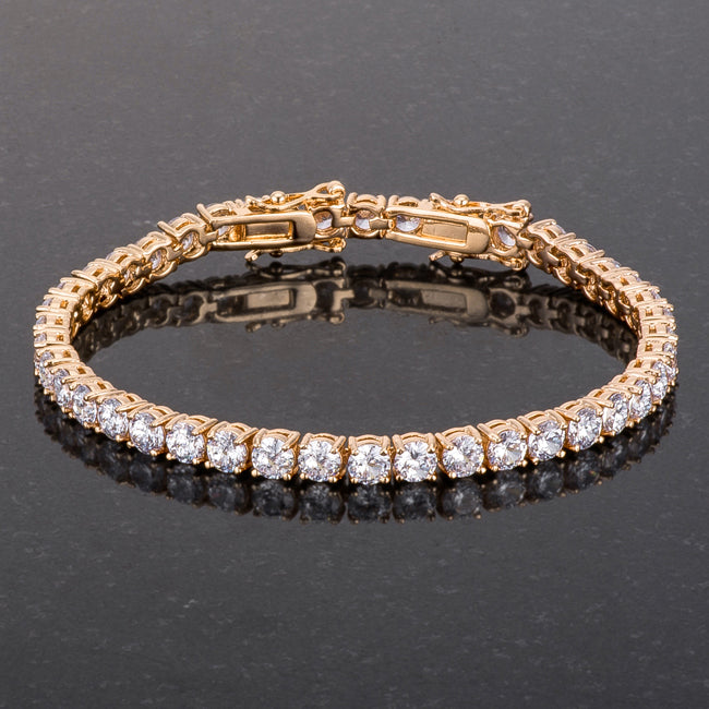 Lovcia Gold Plated Tennis Bracelet with 17.6 Carat Sparkling CZ Stones-Bracelets-