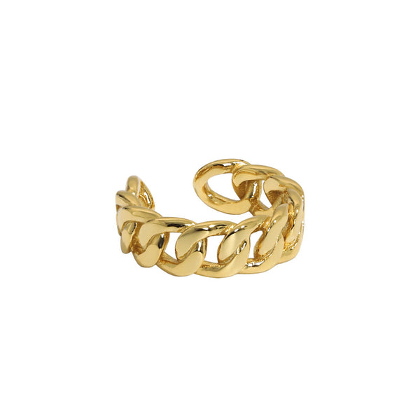Lovcia Gold Plated Twisted Chain Ring Adjustable Size-Rings-Yellow Gold-Yellow Gold