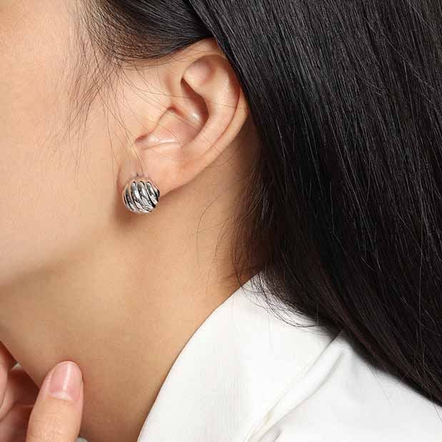 Lovcia Gold Plated Twisted Geometry Stud Earrings 14.3mm-Earrings-Yellow Gold-Yellow Gold