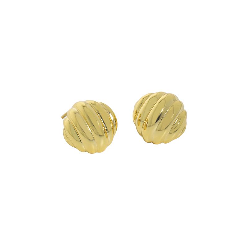 Lovcia Gold Plated Twisted Geometry Stud Earrings 14.3mm-Earrings-Yellow Gold-Yellow Gold