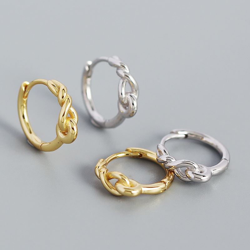 Lovcia Gold Plated Twisted Huggie Hoop Earrings 12.6mm-Earrings-Yellow Gold-Yellow Gold