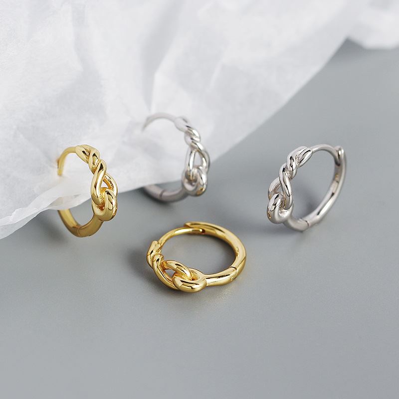 Lovcia Gold Plated Twisted Huggie Hoop Earrings 12.6mm-Earrings-Yellow Gold-Yellow Gold