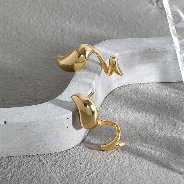 Lovcia Gold Plated Waterdrop Earrings 7.5x23mm Gold Tone-Earrings-Yellow Gold-Yellow Gold