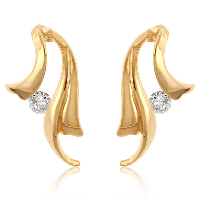 Lovcia Gold-Plated Winged Solitaire Earrings-Earrings-