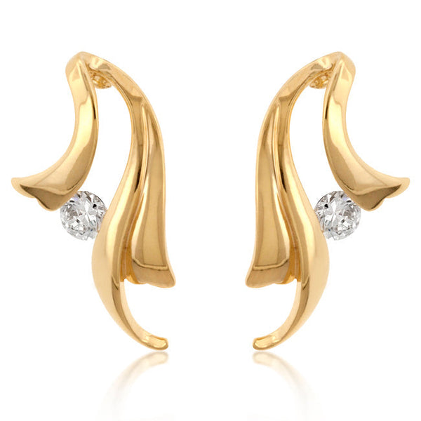 Lovcia Gold-Plated Winged Solitaire Earrings-Earrings-