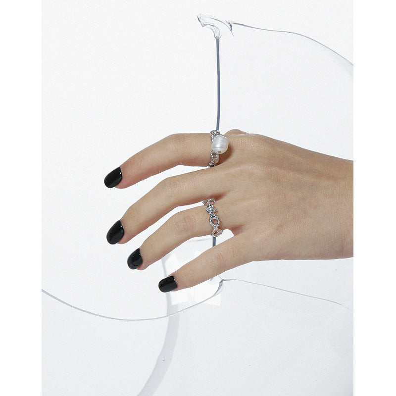 Lovcia Gold Rivet Chain Ring 925 Sterling Silver Adjustable-Rings-Yellow Gold-Yellow Gold