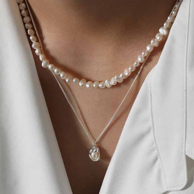 Lovcia Gold Shell Pearl Necklace 14.5mm Pendant 410mm Chain-Necklaces-Yellow Gold-Yellow Gold