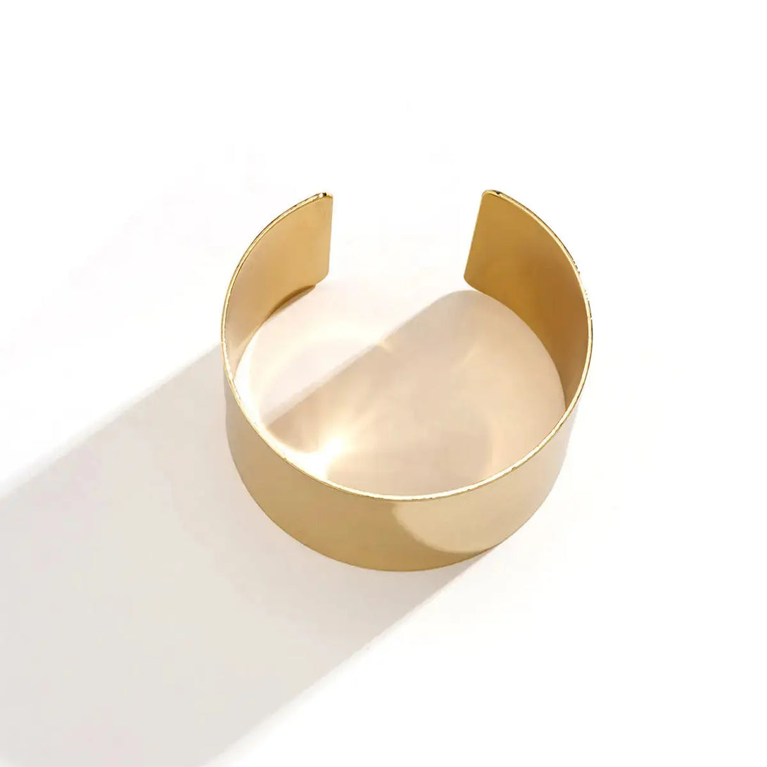 Lovcia Gold & Silver Modern Wide Cuff Bangle Statement Bracelet Jewellery for Women-Bracelets-Gold Single Pcs Cuff Bangle-Gold Single Pcs Cuff Bangle