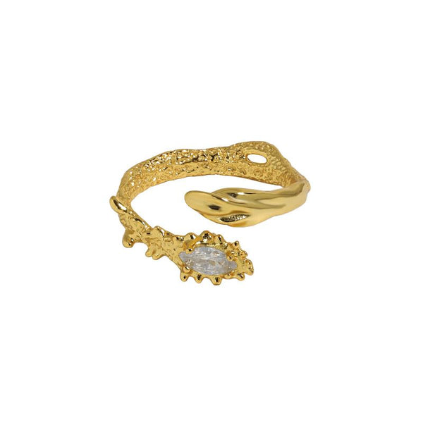 Lovcia Gold Snake Ring 925 Sterling Silver Adjustable CZ-Rings-Yellow Gold-Yellow Gold