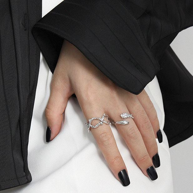 Lovcia Gold Snake Ring 925 Sterling Silver Adjustable CZ-Rings-Yellow Gold-Yellow Gold