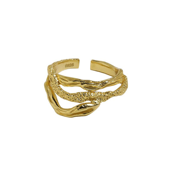 Lovcia Gold Snake Ring 925 Sterling Silver Adjustable-Rings-Yellow Gold-Yellow Gold