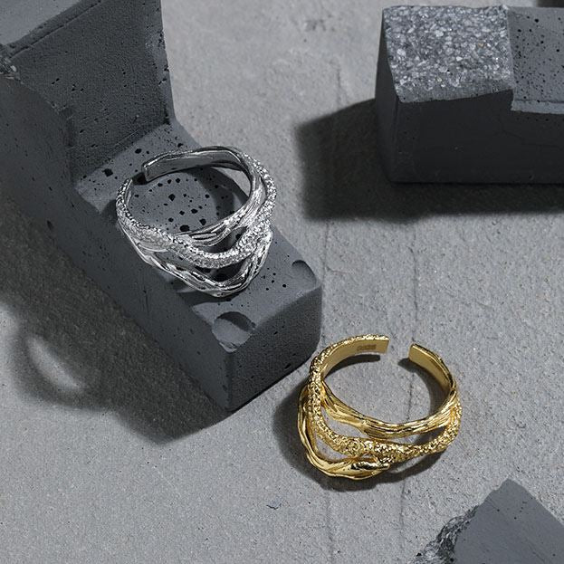 Lovcia Gold Snake Ring 925 Sterling Silver Adjustable-Rings-Yellow Gold-Yellow Gold