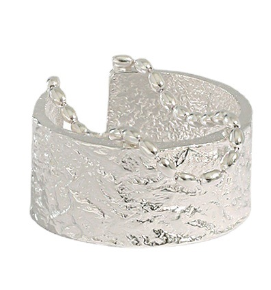 Lovcia Gold Textured 925 Silver Wide Adjustable Ring-Rings-Silver-Silver