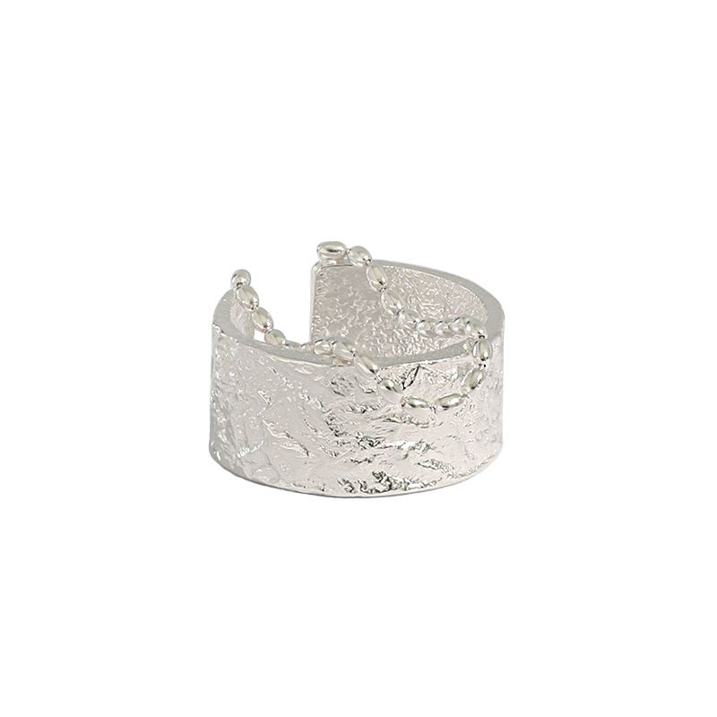 Lovcia Gold Textured 925 Silver Wide Adjustable Ring-Rings-Yellow Gold-Yellow Gold