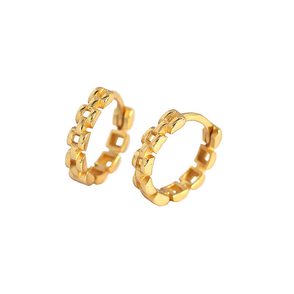 Lovcia Gold Tone 12.6mm 925 Sterling Silver Huggie Hoops-Earrings-Yellow Gold-Yellow Gold