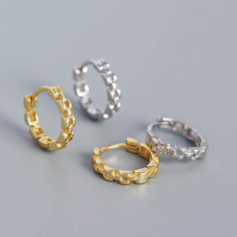 Lovcia Gold Tone 12.6mm 925 Sterling Silver Huggie Hoops-Earrings-Yellow Gold-Yellow Gold
