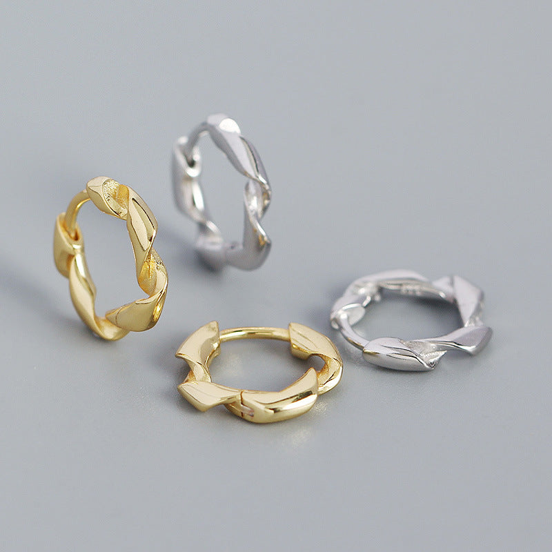 Lovcia Gold Tone 13.4mm Twisted Circle Huggie Hoops-Earrings-Yellow Gold-Yellow Gold