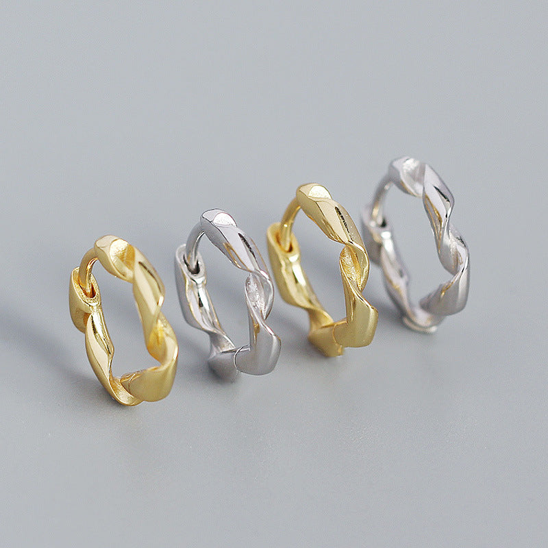 Lovcia Gold Tone 13.4mm Twisted Circle Huggie Hoops-Earrings-Yellow Gold-Yellow Gold