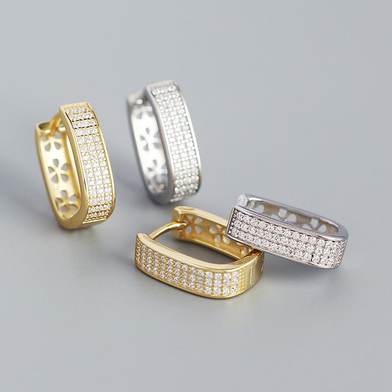 Lovcia Gold Tone 18K Gold Plated CZ Hoop Earrings-Earrings-Yellow Gold-Yellow Gold