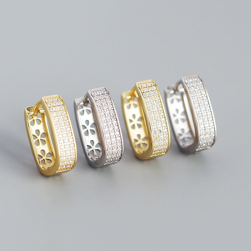 Lovcia Gold Tone 18K Gold Plated CZ Hoop Earrings-Earrings-Yellow Gold-Yellow Gold