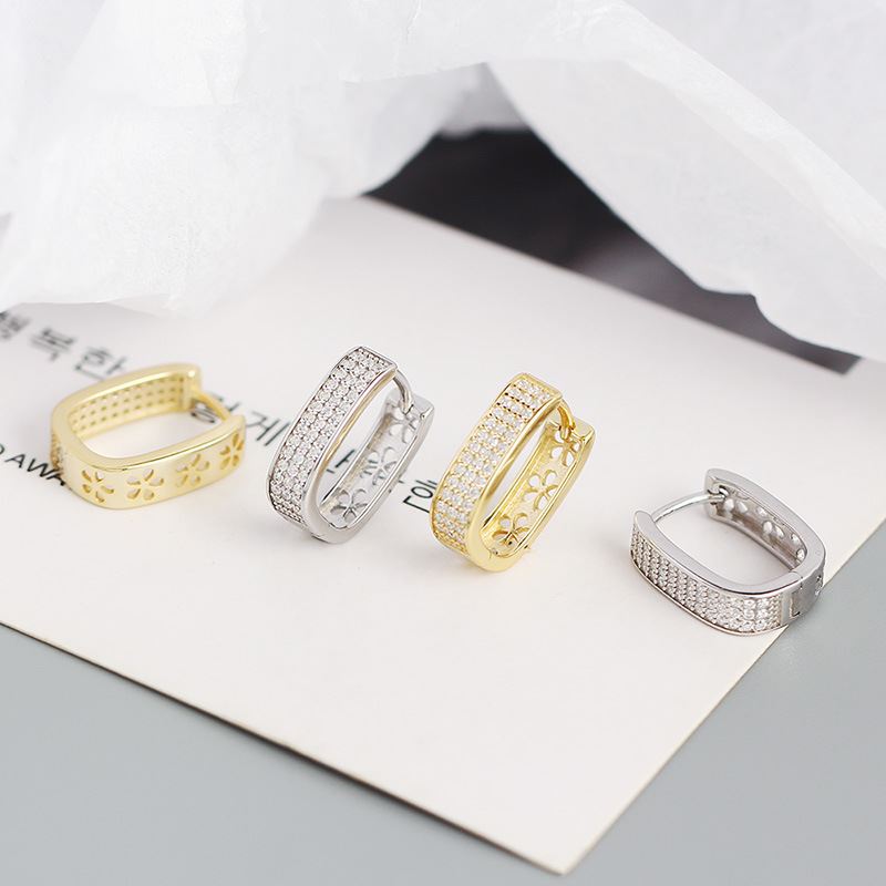 Lovcia Gold Tone 18K Gold Plated CZ Hoop Earrings-Earrings-Yellow Gold-Yellow Gold