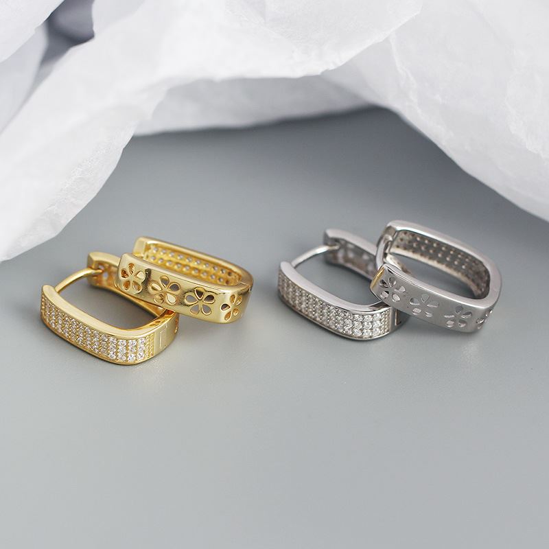 Lovcia Gold Tone 18K Gold Plated CZ Hoop Earrings-Earrings-Yellow Gold-Yellow Gold