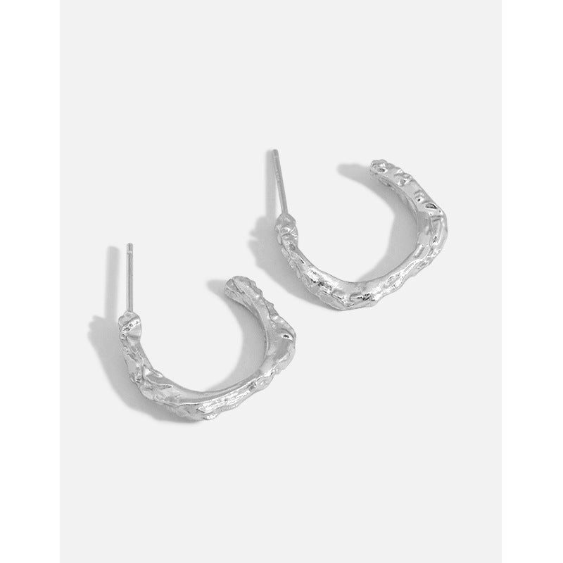 Lovcia Gold Tone 20mm S925 Irregular C Shape Earrings-Earrings-Yellow Gold-Yellow Gold