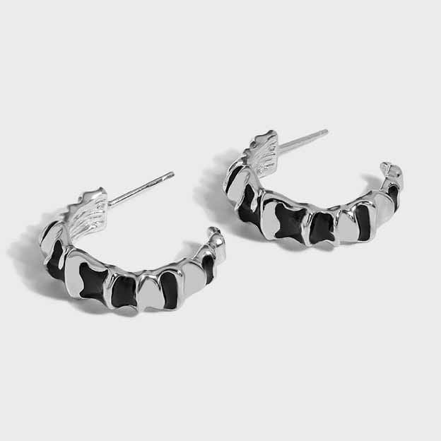 Lovcia Gold Tone 21.5mm Irregular Snake Hoop Earrings-Earrings-Silver-Silver