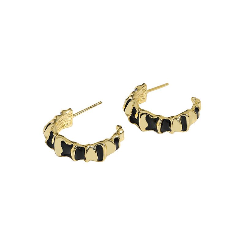 Lovcia Gold Tone 21.5mm Irregular Snake Hoop Earrings-Earrings-Yellow Gold-Yellow Gold