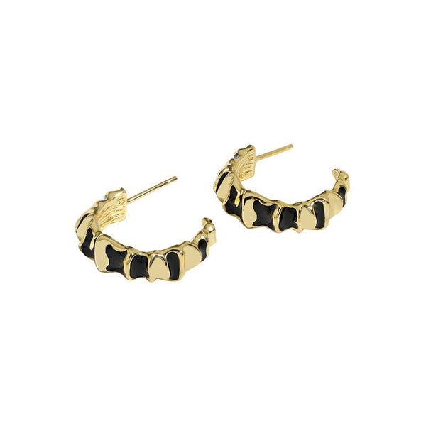 Lovcia Gold Tone 21.5mm Irregular Snake Hoop Earrings-Earrings-Yellow Gold-Yellow Gold