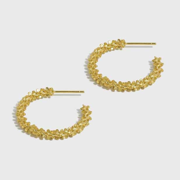 Lovcia Gold Tone 3.4mm Hoop Earrings 925 Sterling Silver-Earrings-Yellow Gold-Yellow Gold