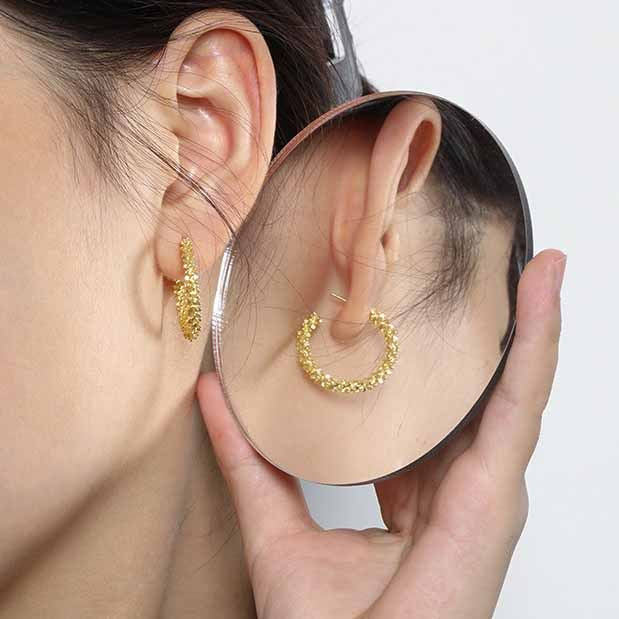 Lovcia Gold Tone 3.4mm Hoop Earrings 925 Sterling Silver-Earrings-Yellow Gold-Yellow Gold