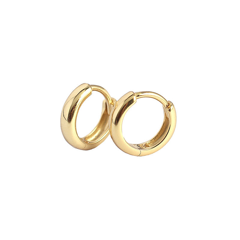 Lovcia Gold Tone 5mm to 9mm Circle Huggie Hoop Earrings-Earrings-Yellow Gold * 9Mm-Yellow Gold * 9Mm
