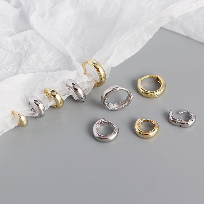 Lovcia Gold Tone 5mm to 9mm Circle Huggie Hoop Earrings-Earrings-Yellow Gold * 9Mm-Yellow Gold * 9Mm
